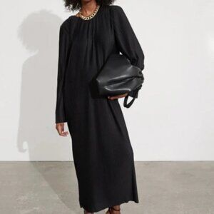 & Other Stories Black Pleated Midi Dress XS